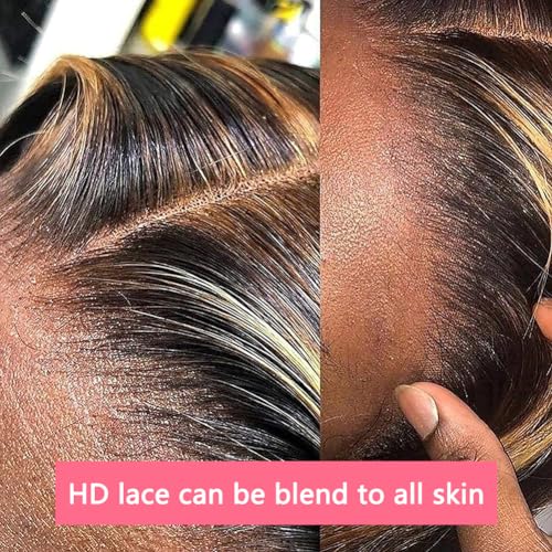 28 Inch Ombre Highlight Balayage Body Wave 13x4 HD Glueless Human Hair Lace Front Wig 200% Density - Image 4