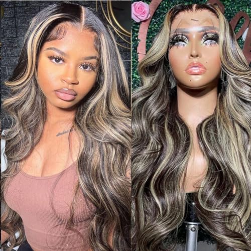 28 Inch Ombre Highlight Balayage Body Wave 13x4 HD Glueless Human Hair Lace Front Wig 200% Density - Image 3