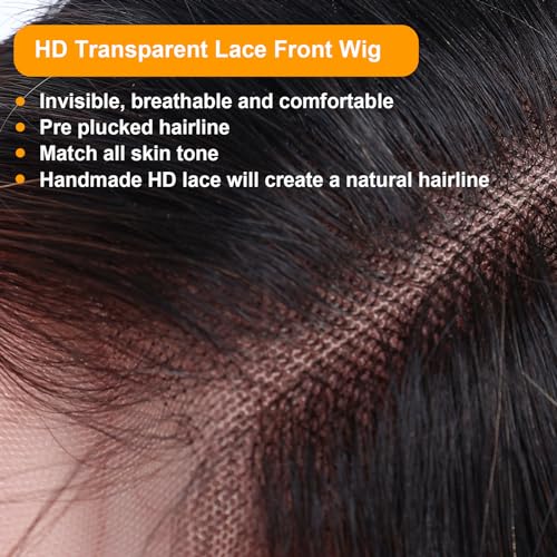 28 Inch 1b/27 Ombre Balayage Body Wave 210% Density Transparent HD Lace Frontal Human Hair Wig with Baby Hair - Image 5
