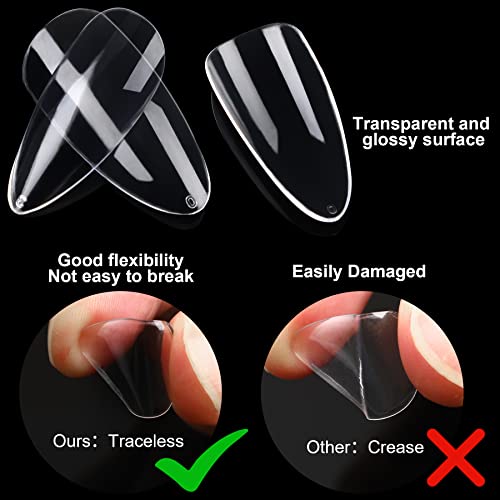 FEBSNOW 1000Pcs Almond Shaped Nail Tips Acrylic Nails Artificial Full Cover False Flake Nail Tips 10 sizes with Clear Plastic Cases for Nail Salon Nail Shop DIY Nail Extension Nail Art(Clear Natural) - Image 3