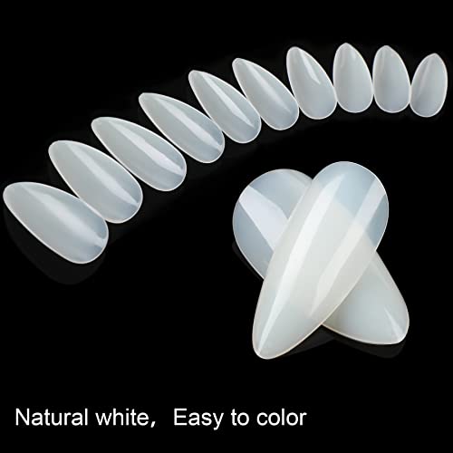 FEBSNOW 1000Pcs Almond Shaped Nail Tips Acrylic Nails Artificial Full Cover False Flake Nail Tips 10 sizes with Clear Plastic Cases for Nail Salon Nail Shop DIY Nail Extension Nail Art(Clear Natural) - Image 4