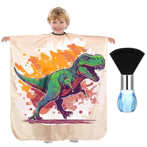 FEBSNOW Kids Hair Cutting Cape,Professional Kids Barber Cape and Neck Duster Brush Cartoon Hairdresser Apron with Adjustable Closure for Children Salon Barber Supplies for Kids & Adults 55x39 Inches