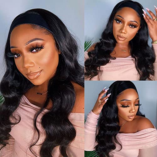 feibin Headband Wig Human Hair Wigs for Black Women Human Hair Headband Wig Body Wave 20 Inch Wear and Go Wigs Glueless Human Hair Wig Machine Made None Lace Front Wig Natural Color 150% Density - Image 2