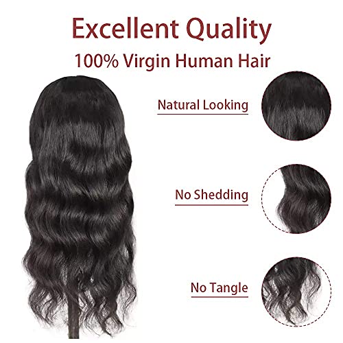 feibin Headband Wig Human Hair Wigs for Black Women Human Hair Headband Wig Body Wave 20 Inch Wear and Go Wigs Glueless Human Hair Wig Machine Made None Lace Front Wig Natural Color 150% Density - Image 5