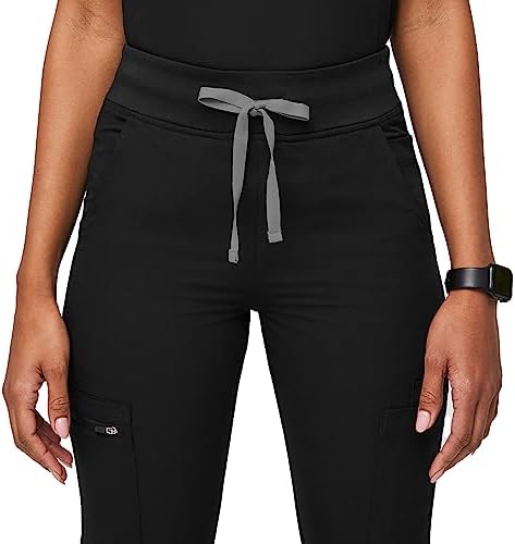 FIGS YOLA High Waisted Skinny Scrub Pants for Women — 10 Pockets, 4-Way Stretch, Yoga Waistband Womens Scrub Pants - Image 8