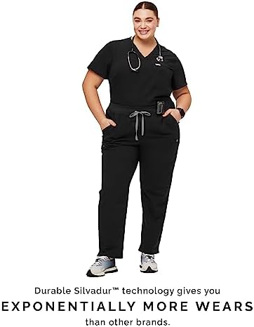 FIGS YOLA High Waisted Skinny Scrub Pants for Women — 10 Pockets, 4-Way Stretch, Yoga Waistband Womens Scrub Pants - Image 4