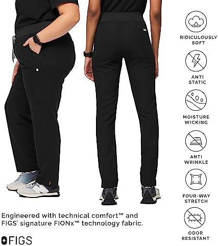 FIGS YOLA High Waisted Skinny Scrub Pants for Women — 10 Pockets, 4-Way Stretch, Yoga Waistband Womens Scrub Pants - Image 3