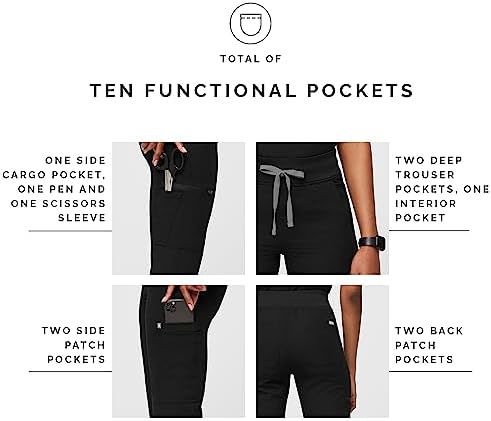 FIGS YOLA High Waisted Skinny Scrub Pants for Women — 10 Pockets, 4-Way Stretch, Yoga Waistband Womens Scrub Pants - Image 5