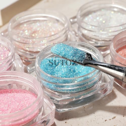 Fine Glitter, Glitter for Nails,6 Cans 20g Glitter Set, 6 Assorted Color Arts and Craft Glitter, Eyeshadow Makeup Nail Art Pigment Glitter - Image 5