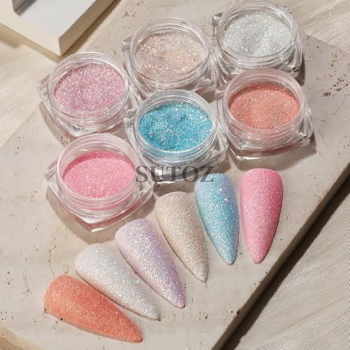Fine Glitter, Glitter for Nails,6 Cans 20g Glitter Set, 6 Assorted Color Arts and Craft Glitter, Eyeshadow Makeup Nail Art Pigment Glitter - Image 4