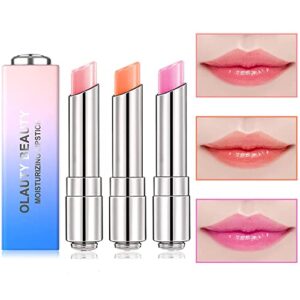 Firstfly 3 Pack Crystal Jelly Lipstick, Long Lasting Moisturizing Color Change Lip Balm