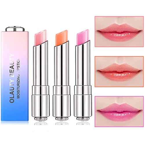 Firstfly 3 Pack Crystal Jelly Lipstick, Long Lasting Moisturizing Color Change Lip Balm