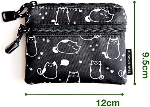 FLOCK THREE Small Coin Purse for Women with Zipper Mini Change Wallet Credit Card Holder Keychain Pouch Cute Ladies Key Card Cases Money Organizers for Boys Girls (Cute Cat) - Image 6