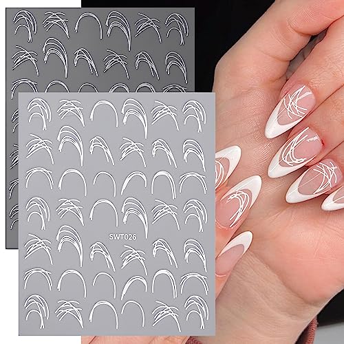 Flower Nail Stickers for Nail Art Gold Coil Nail Decals 3D Self-Adhesive Nail Decals Metal Curve Stripe Lines Design Daisy Nail Art Stickers Decoration for Women Girls 4 Sheets