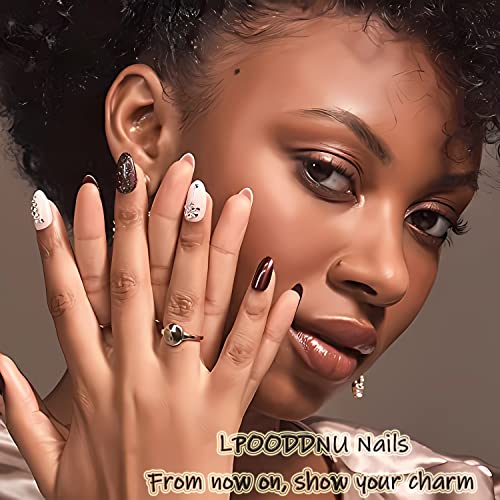 Flower Press on Nails Short Fake Nails, 24Pcs Oval Nails Cute Design Glue on Nails Glossy Orange False Nails Spring Summer Nail Art Decorations Short Almond Acrylic Nails for Women Girls - Image 6
