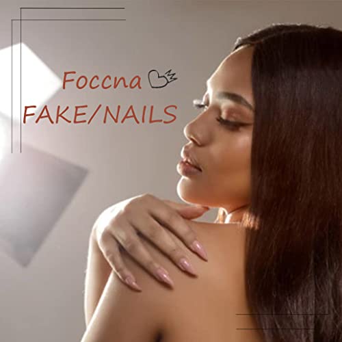Foccna 24pcs French Tip Press on Nails Long Pink Fake Nails Coffin Glossy White False Nail Tips Artificial Finger Manicure for Women and Girls - Image 6