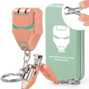 Rose Gold Foldable Stainless Steel Nail Clippers with Keyring for Portable Fingernail Styling