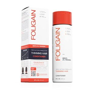 Foligain Triple Action Conditioner For Thinning Hair, Volumizing Conditioner for Men, 8 Fl. Oz.