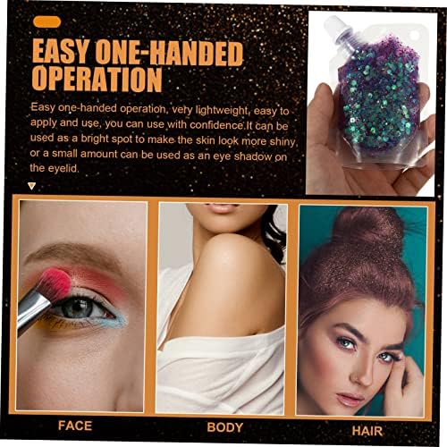 FRCOLOR 1 Body Sequin Gel Sparkling Eyeshadow Body Makeup Festival Glitter Liquid Spray Lotion Body Highlighter Makeup Eyeshadow Facial Lotion Shimmer Lotion Hair Spray PVC Purple Face - Image 9
