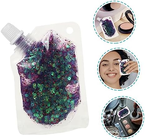 FRCOLOR 1 Body Sequin Gel Sparkling Eyeshadow Body Makeup Festival Glitter Liquid Spray Lotion Body Highlighter Makeup Eyeshadow Facial Lotion Shimmer Lotion Hair Spray PVC Purple Face - Image 6
