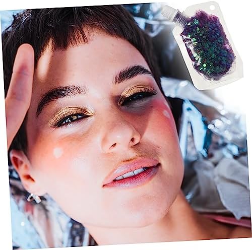 FRCOLOR 1 Body Sequin Gel Sparkling Eyeshadow Body Makeup Festival Glitter Liquid Spray Lotion Body Highlighter Makeup Eyeshadow Facial Lotion Shimmer Lotion Hair Spray PVC Purple Face - Image 4
