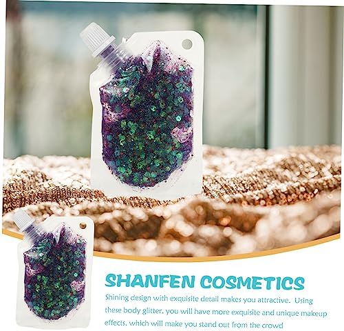 FRCOLOR 1 Body Sequin Gel Sparkling Eyeshadow Body Makeup Festival Glitter Liquid Spray Lotion Body Highlighter Makeup Eyeshadow Facial Lotion Shimmer Lotion Hair Spray PVC Purple Face - Image 3