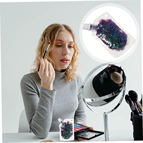 FRCOLOR 1 Body Sequin Gel Sparkling Eyeshadow Body Makeup Festival Glitter Liquid Spray Lotion Body Highlighter Makeup Eyeshadow Facial Lotion Shimmer Lotion Hair Spray PVC Purple Face - Image 2