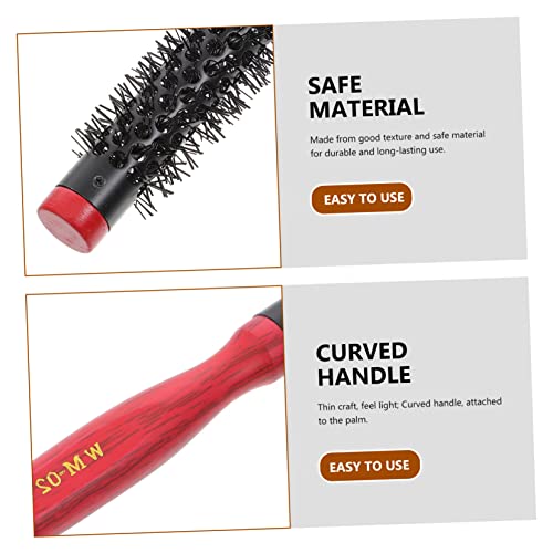 FRCOLOR Curly Hair Rolling Comb Flattopper Comb Nylon Bristle Hair Brush Round Boar Bristle Brush Hair Styling Comb Small Round Hair Brush Round Massage Aluminum Tube Nylon Brush Miss - Image 3