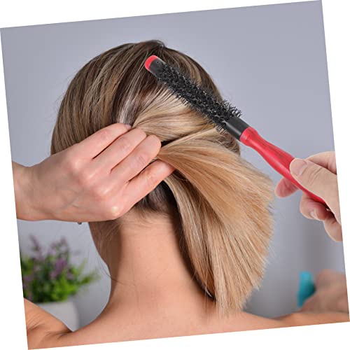 FRCOLOR Curly Hair Rolling Comb Flattopper Comb Nylon Bristle Hair Brush Round Boar Bristle Brush Hair Styling Comb Small Round Hair Brush Round Massage Aluminum Tube Nylon Brush Miss - Image 2