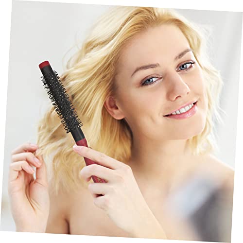 FRCOLOR Curly Hair Rolling Comb Flattopper Comb Nylon Bristle Hair Brush Round Boar Bristle Brush Hair Styling Comb Small Round Hair Brush Round Massage Aluminum Tube Nylon Brush Miss - Image 7