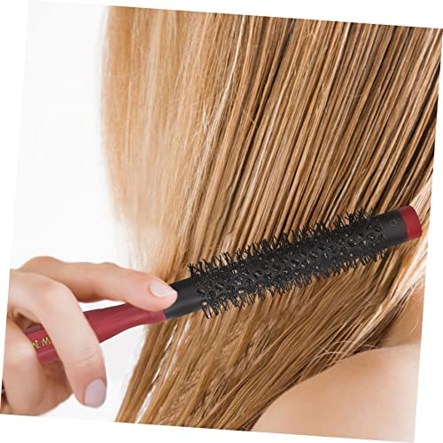 FRCOLOR Curly Hair Rolling Comb Flattopper Comb Nylon Bristle Hair Brush Round Boar Bristle Brush Hair Styling Comb Small Round Hair Brush Round Massage Aluminum Tube Nylon Brush Miss - Image 5