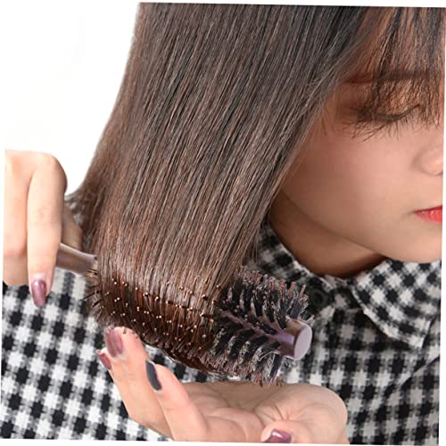 FRCOLOR Professional Round Blow Drying Hair Brush Boar Bristle Wooden Handle Medium - Image 3