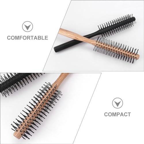 FRCOLOR Small Round Brush Wooden Handle Nylon Bristles Ball-Tipped Pin Tail Comb for Short Hair Styling - Image 3