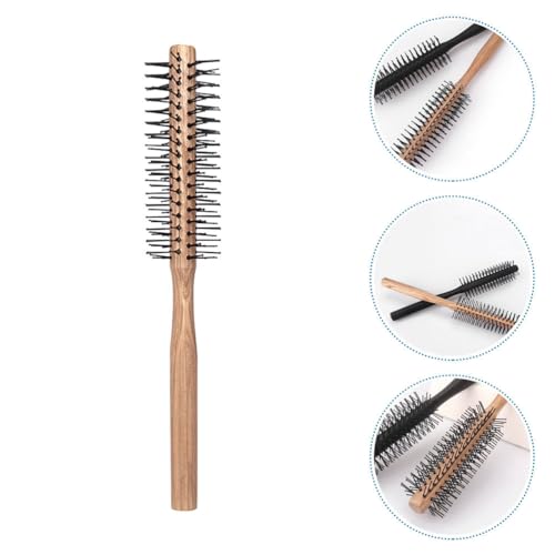 FRCOLOR Small Round Brush Wooden Handle Nylon Bristles Ball-Tipped Pin Tail Comb for Short Hair Styling - Image 2