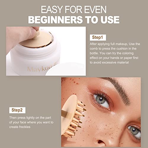 Freckle Cushion Natural Like Freckle Makeup Fake Freckles Pen Waterproof Long Lasting Quick Dry, Get Sun-kissed Stars Makeup Freckle in One Press, Fresh Brown, 15g - Image 8