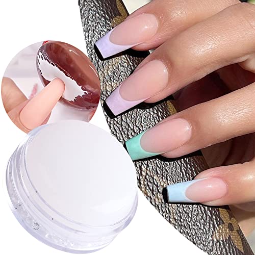 French Manicure Kit Silicone Nail Stamper, Clear Jelly Nail Stamper White Silicone Jelly Head French Tips Manicure Tools for Nail Art DIY Nail Decoration Accessories Nail Stamper Polish Gel