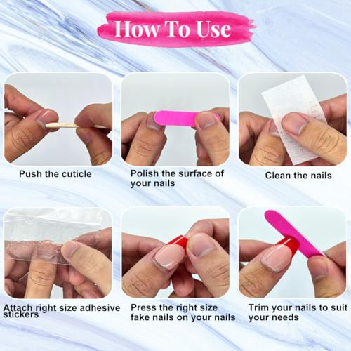 French Short Press on Nails Square JUKUPOA Acrylic Fake Nails Kit Nude False Nails with Gold Glitter Designs Full Cover Glossy Glue on Nails Stick on Nails for Women Girls 24Pcs - Image 7