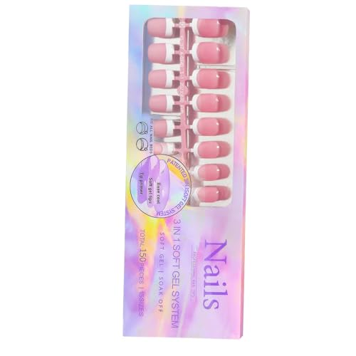 French Tip Gel Nail Tips 3 In 1 X Coat Tips Pre-applied Tip Primer Base Coat Cover Press On Nails Fake Nails X Coat Tips 3 In 1 Soft Gel System Kit 3 In 1 French Nail X Coat Tips - Image 4
