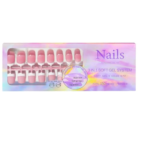 French Tip Gel Nail Tips 3 In 1 X Coat Tips Pre-applied Tip Primer Base Coat Cover Press On Nails Fake Nails X Coat Tips 3 In 1 Soft Gel System Kit 3 In 1 French Nail X Coat Tips - Image 8