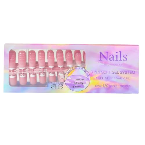 French Tip Gel Nail Tips 3 In 1 X Coat Tips Pre-applied Tip Primer Base Coat Cover Press On Nails Fake Nails X Coat Tips 3 In 1 Soft Gel System Kit 3 In 1 French Nail X Coat Tips - Image 7