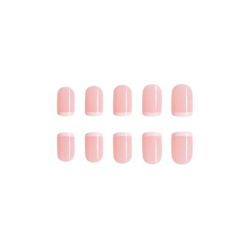 French Tip Press on Nails Extra Short Nude White Square Fake Nails Reusable Acrylic Nails With Glue on Nails Cute Glossy Full Cover Stick on Nails Accessories Nails for Women 24Pcs - Image 3