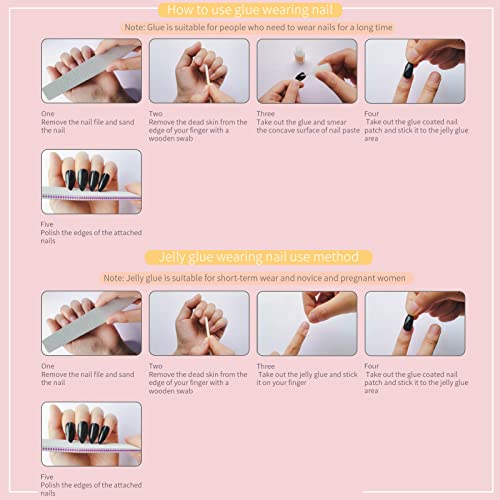 French Tip Press on Nails Long Ballerina Fake Nail Black&White Checkerboard Grid Love Shape Designs False Nails with Glue on Nails Artificial Acrylic Nails Glitter Stick on Nails for Women Girls - Image 5