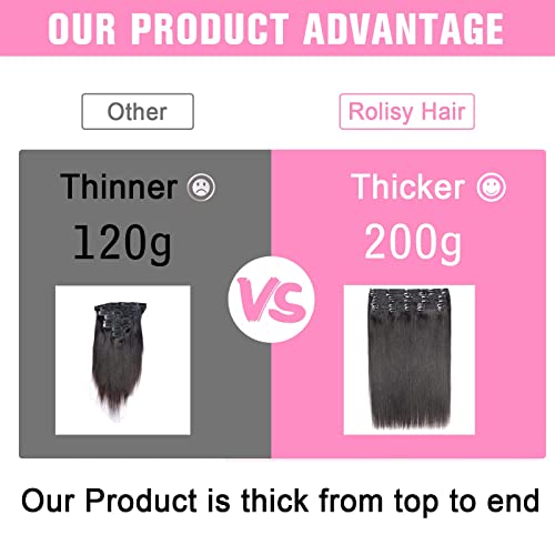 Full Head Straight Human Hair Clip ins Extensions for Black Women 16 Inch 200g Straight Human Hair Clip in Extensions 8A Unprocessed Brazilian Human Hair Real Soft and Silk Straight Hair Clip in Extensions Natural Black 10Pcs/Set with 32 Clips - Image 8