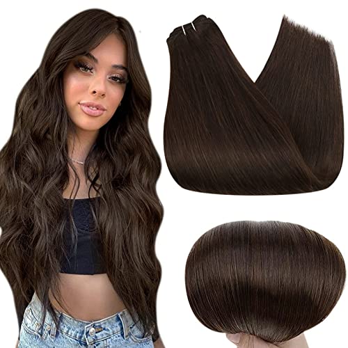 Full Shine 105G Dark Brown 16 Inch Silky Straight Remy Human Hair Sew-In Extensions