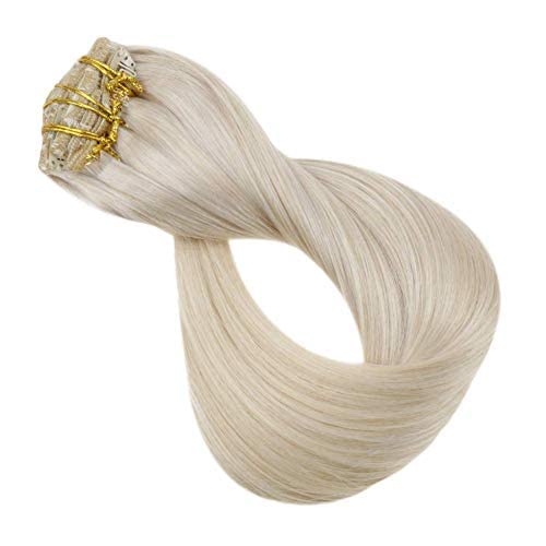 Full Shine Blonde Human Hair Clip in Extensions Invisible Hair Extensions Clip in Human Hair Platinum Blonde Hair Extensions Clip ins Straight Remy Hair 22 Inch 150g - Image 8