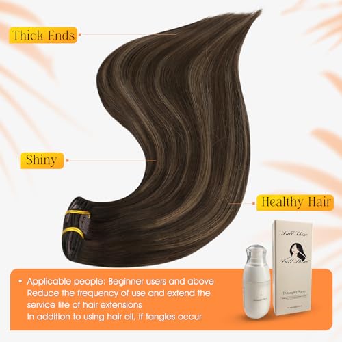 Full Shine Clip in Hair Extensions Human Hair Color 2/8/2 Ombre Brown 20 Inch Bundle Clip ins One Pack 3Pcs And One Pack 7Pcs Clip in Extensions - Image 5