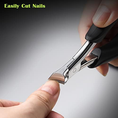 FVION Heavy Duty Nail Clippers for Men, Firm-Grip Toenail Clippers for Seniors' Thick Nails, Nickel Plated Professional Ingrown Toenail Clippers - Image 3