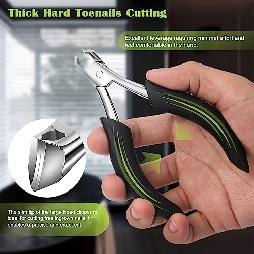 FVION Heavy Duty Nail Clippers for Men, Firm-Grip Toenail Clippers for Seniors' Thick Nails, Nickel Plated Professional Ingrown Toenail Clippers - Image 5