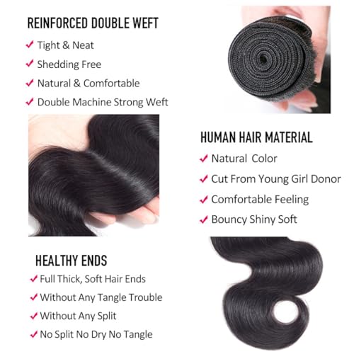 FW Hair 10A Brazilian Body Wave Bundles 14 16 18 20inches Unprocessed Body Wave Human Hair Bundles Brazilian Virgin Hair Body Wave Weave Sew in Bundles Natural Color - Image 4