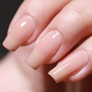 FZANEST Jelly Brown Nude Gel Nail Polish,Sheer Milky Gel Polish All Seasons Colors Soak Off LED UV Gel Varnish Nail Art Manicure,0.5 Fl Oz